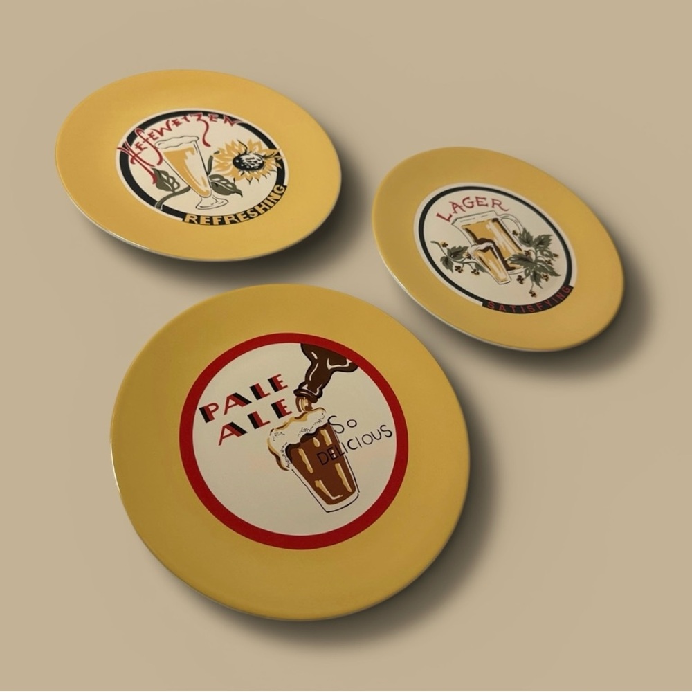 Pottery Barn Beer Collection Ceramic Plate 3pc Set